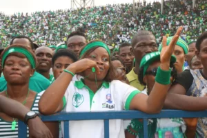 Sierra Leone Peoples Party supporters celebrating President Bio's victory in the 2018 Presidential runoff. Photo Credit: Ernest Henry. 